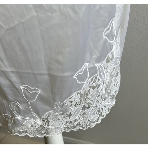 Vintage Half-Slip Women’s Wedding Sexy Ivory Nylon Lace Trim Floral White 70s M - Picture 3 of 10